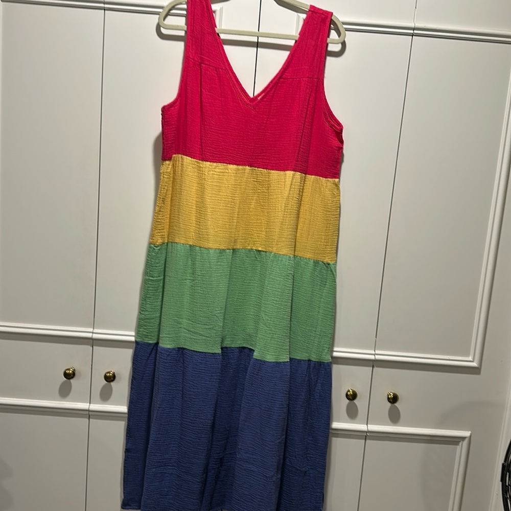 Marine Layer Corinne Maxi Dress Rainbow Colorblock